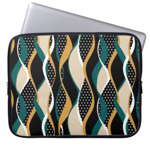 Abstract striped, colourful wavy pattern. laptop sleeve