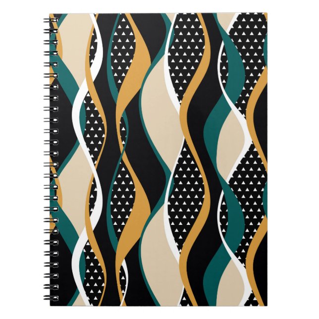 Abstract striped, colourful wavy pattern. notebook (Front)