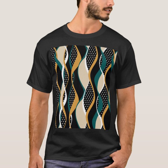 Abstract striped, colourful wavy pattern. T-Shirt (Front)