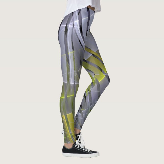 Abstract striped glossy geometric decoration leggings (Right)