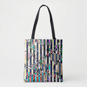 Abstract striped pattern tote bag
