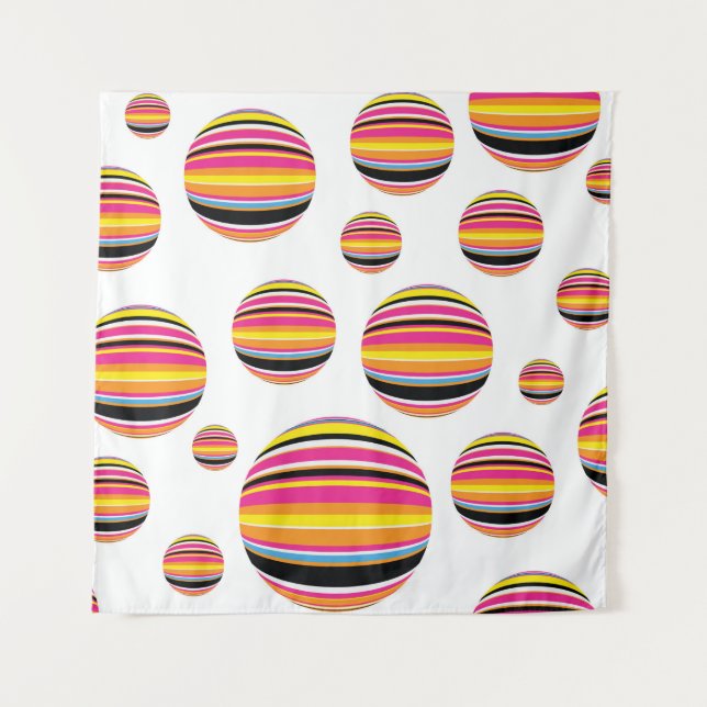 abstract striped raindrops seamless pattern multic tapestry (Front)