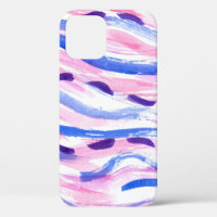 Abstract striped watercolor background. Brush smea