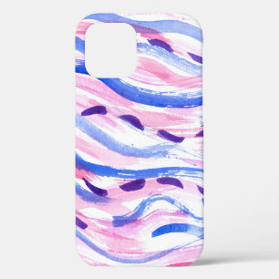 Abstract striped watercolor background. Brush smea iPhone 12 Case