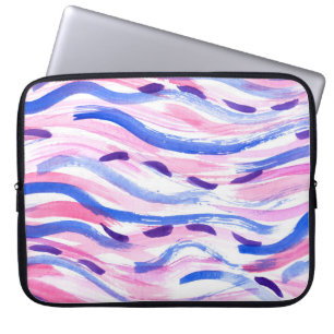 Abstract striped watercolor background. Brush smea Laptop Sleeve