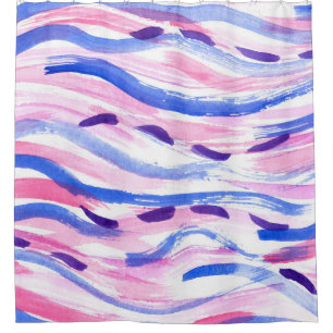Abstract striped watercolor background. Brush smea Shower Curtain