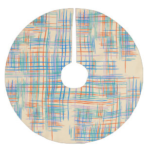 Abstract stripes, colourful ethnic grass mat. brushed polyester tree skirt