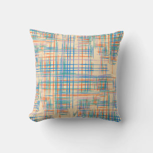 Abstract stripes, colourful ethnic grass mat. cushion