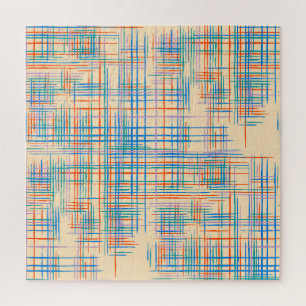 Abstract stripes, colourful ethnic grass mat. jigsaw puzzle