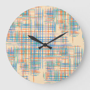 Abstract stripes, colourful ethnic grass mat. large clock