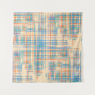 Abstract stripes, colourful ethnic grass mat. tapestry