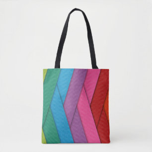 Abstract stripes, colourful, tote bag