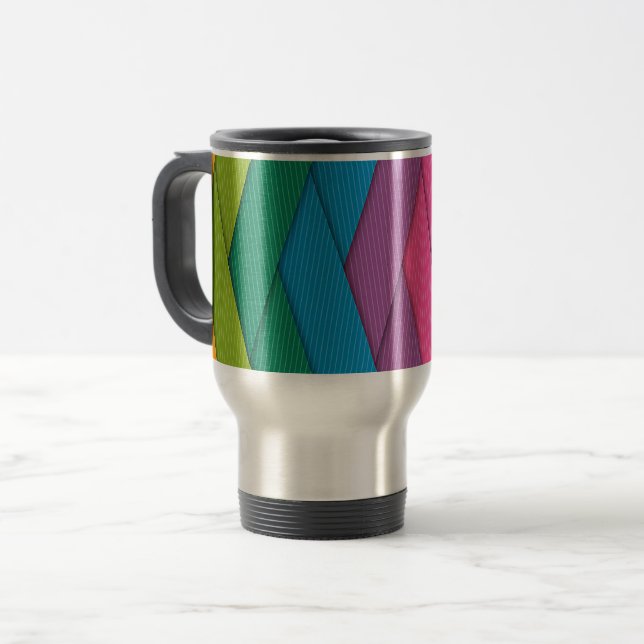 Abstract stripes, colourful, travel mug (Front Left)