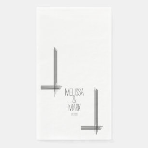 Abstract Stripes Hand Drawn Name Wedding Napkin