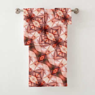 Abstract stripes of silky shapes in pinkish wine bath towel set