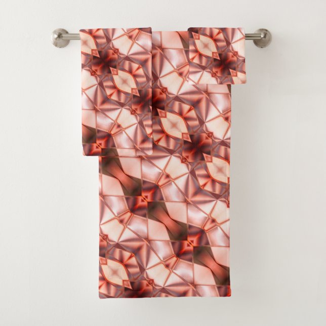 Abstract stripes of silky shapes in pinkish wine   bath towel set (Insitu)