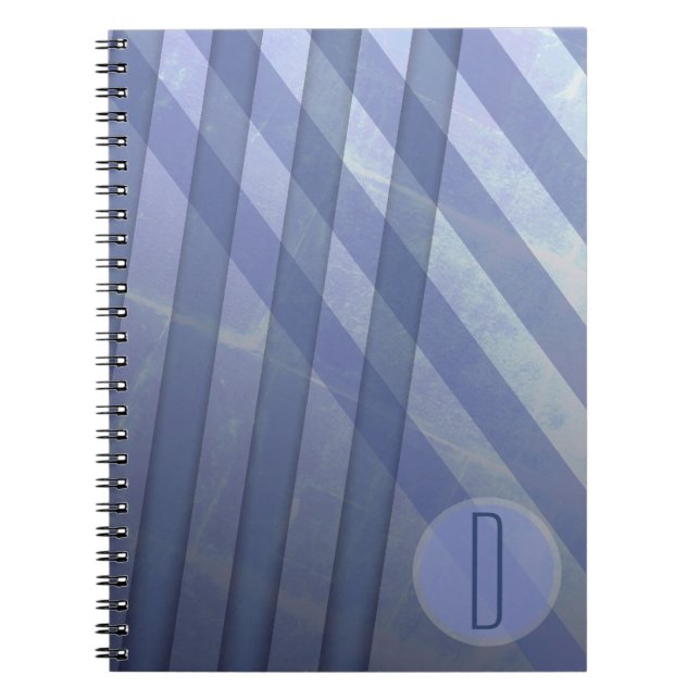 Abstract Stripes/Purplish Grey Hues/monogram Notebook (Front)