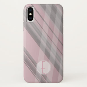 Abstract Stripes/Smoky Pink &Grey/Monogram iPhone X Case
