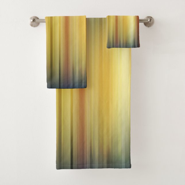 Abstract Stripes Spectrum Background Blue Gold  Bath Towel Set (Insitu)
