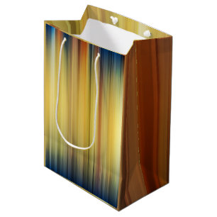 Abstract Stripes Spectrum Background Blue Gold Medium Gift Bag