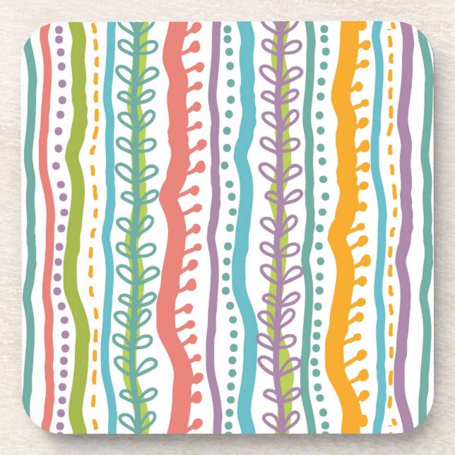 Abstract Stripes Vertical Pattern Coaster (Front)