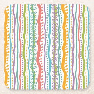 Abstract Stripes Vertical Pattern Square Paper Coaster