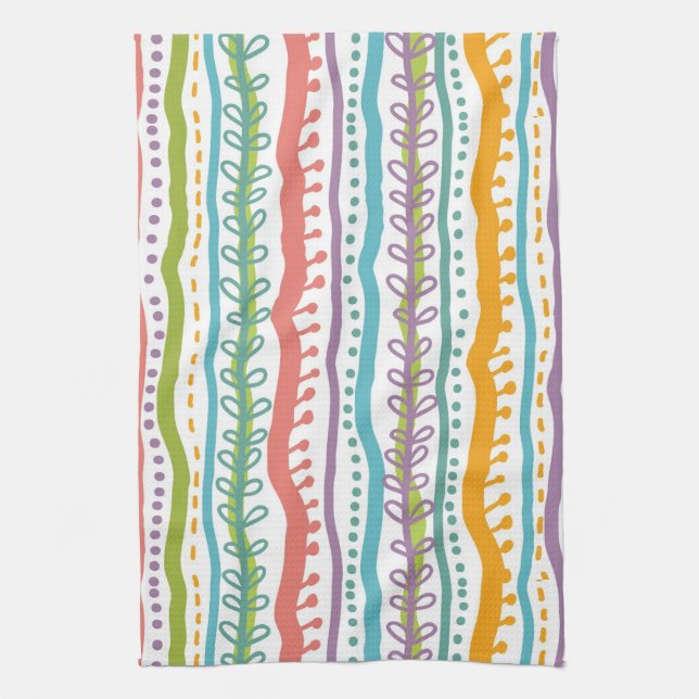Abstract Stripes Vertical Pattern Tea Towel (Vertical)