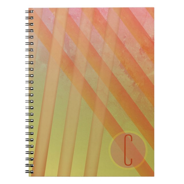 Abstract Stripes/Yellow & Warm Hues/monogram Notebook (Front)
