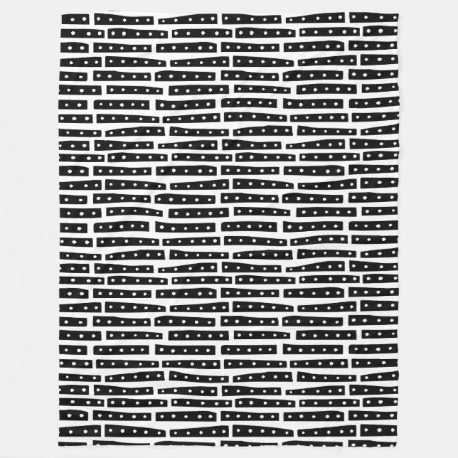 Abstract Strips 101119 Pattern - Black on White Fleece Blanket (Front)