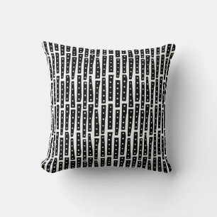 Abstract Strips 101119 Vertical - Black on White Cushion