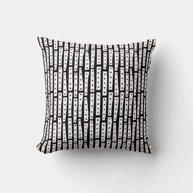 Abstract Strips Vertical - White on Black Cushion (Front)
