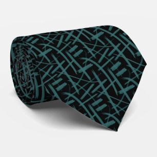 Abstract Strokes 020524 - Moss Green and Black Tie