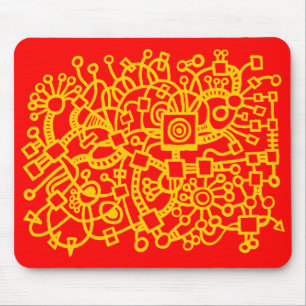Abstract Structure - Amber on Red Mouse Mat