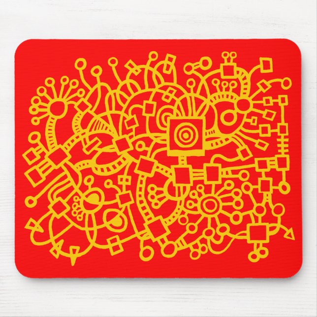 Abstract Structure - Amber on Red Mouse Mat (Front)