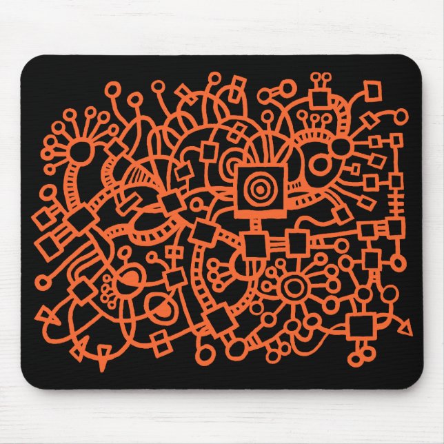 Abstract Structure - Autumn Orange on Black Mouse Mat (Front)