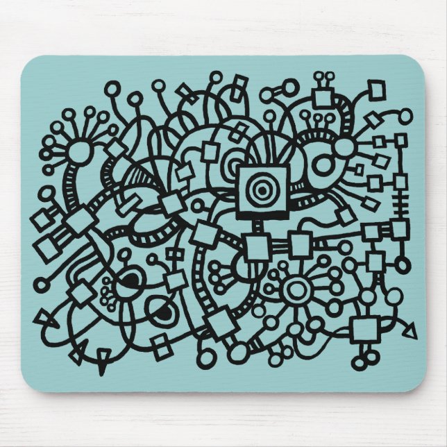 Abstract Structure - Black on Lt Blue Green Mouse Mat (Front)