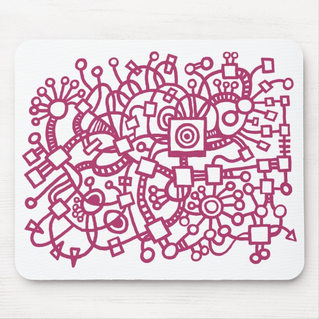 Abstract Structure - Crimson on White Mouse Mat (Front)