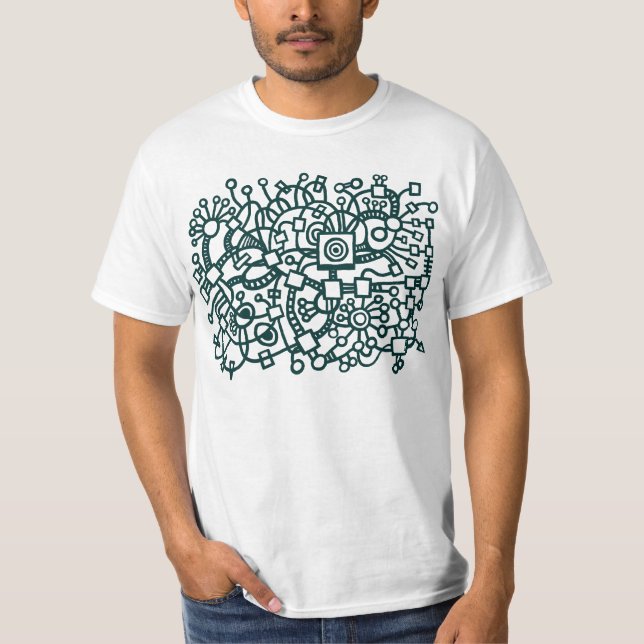 Abstract Structure - Dark Green on Dark T-Shirt (Front)