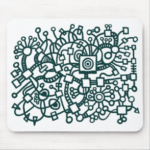 Abstract Structure - Dark Green on White Mouse Mat