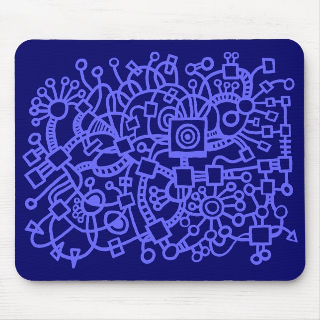 Abstract Structure - Electric Blue on Deep Navy Mouse Mat (Front)