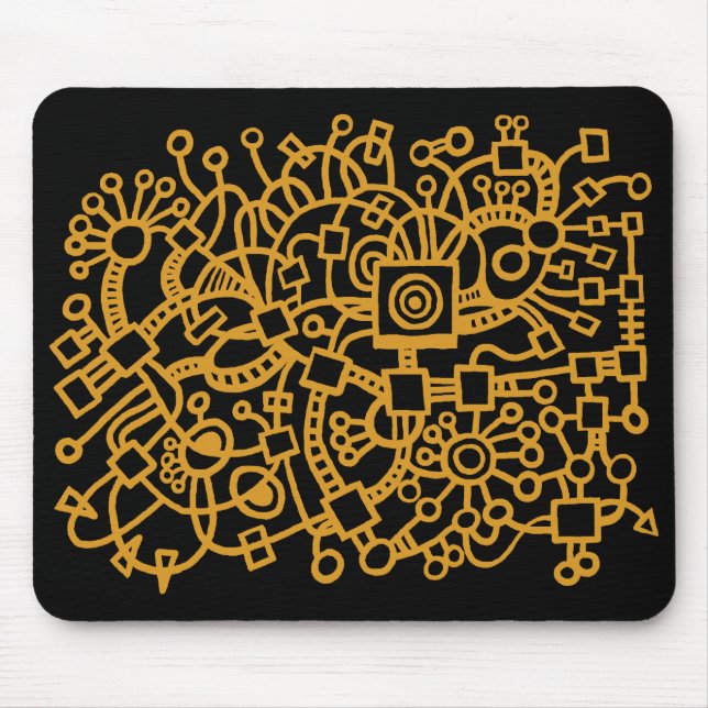 Abstract Structure - Gold on Black Mouse Mat (Front)