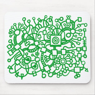 Abstract Structure - Grass Green on White Mouse Mat