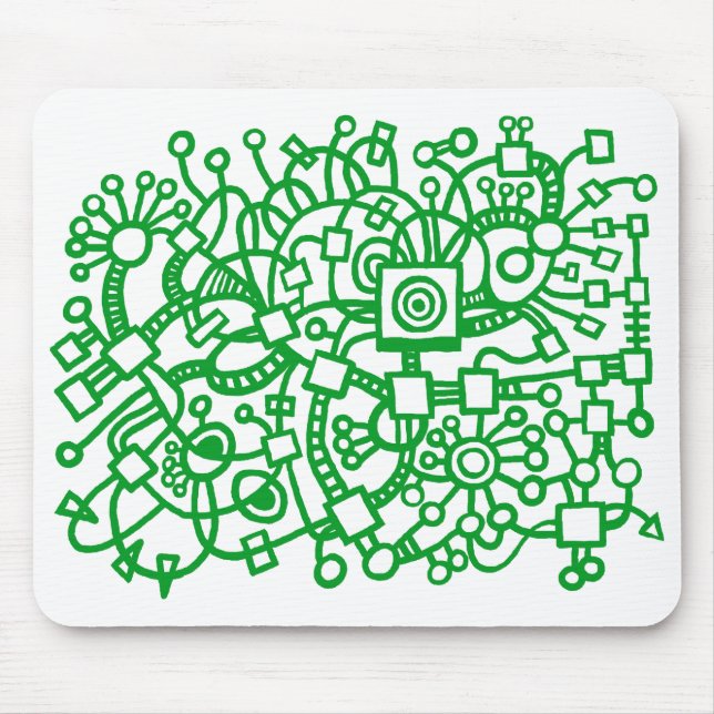 Abstract Structure - Grass Green on White Mouse Mat (Front)