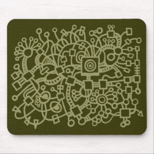 Abstract Structure - Khaki on Murky Green Mouse Mat