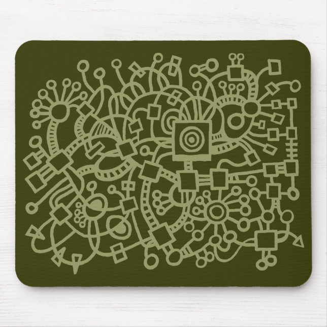 Abstract Structure - Khaki on Murky Green Mouse Mat (Front)