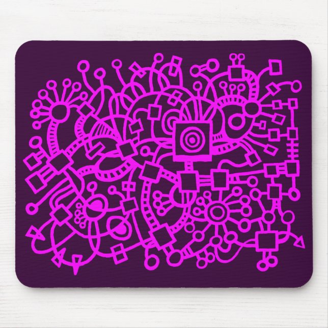 Abstract Structure - Magenta on Dark Purple Mouse Mat (Front)