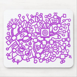 Abstract Structure - Majestic Purple on White Mouse Mat