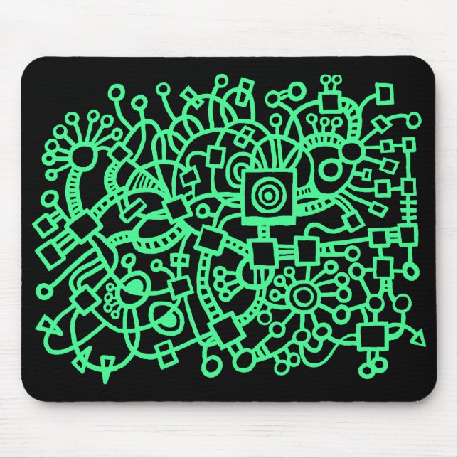 Abstract Structure - Mint Green on Black Mouse Mat (Front)