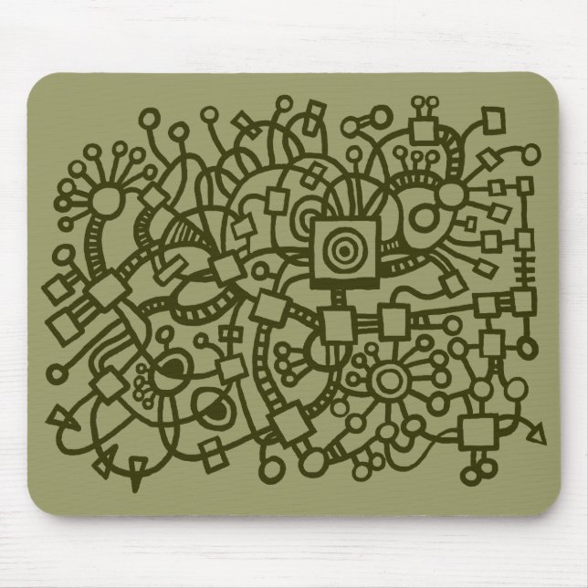 Abstract Structure - Murky Green on Khaki Mouse Mat (Front)