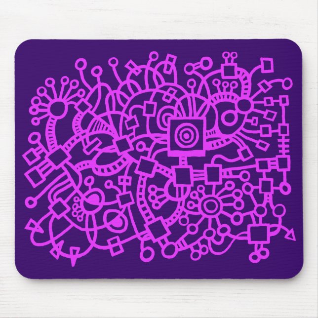 Abstract Structure - Neon Purple on Dk Purple Mouse Mat (Front)
